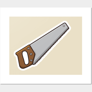 Handsaw Carpentry Tool Sticker vector illustration. Construction working equipment repair tool icon concept. Hand tools for repair building sticker design icon logo. Posters and Art